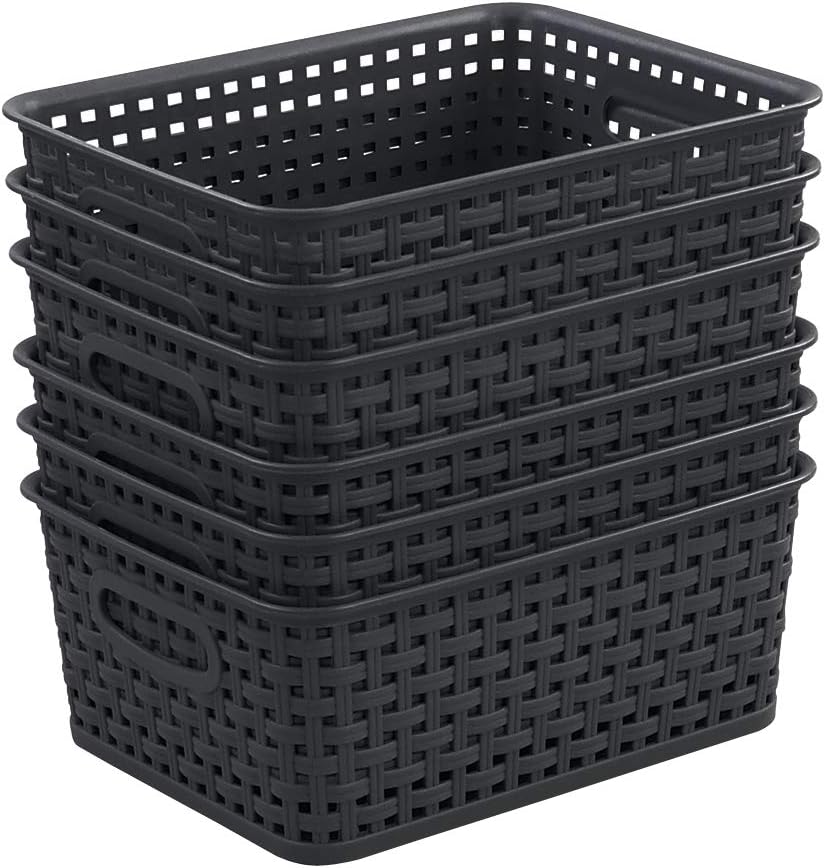 Readsky Plastic Small Baskets, Kitchen Storage Basket, Deep Gray, Pack