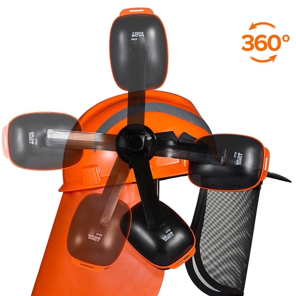 Industriale per Motosega con Rete per Le Orecchie e Visiera In Plastica Trasparente, Regolabile, per Lavori Forestali e di Arboricoltura.