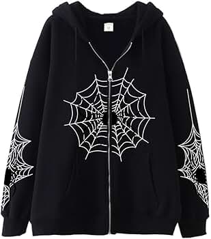 90s spider web reflector nylon hoodie 希少 Y2k Hoodie Long Sleeve Zip Up Spider Web Gothic Graphic