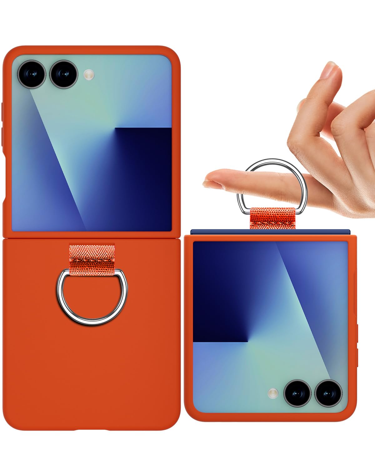 AICase for Samsung Galaxy Z Flip 7 Case with Ring, Protective Slim Thin Women Girl Cute Phone Case for Samsung Galaxy Z Flip 7 5g, Orange
