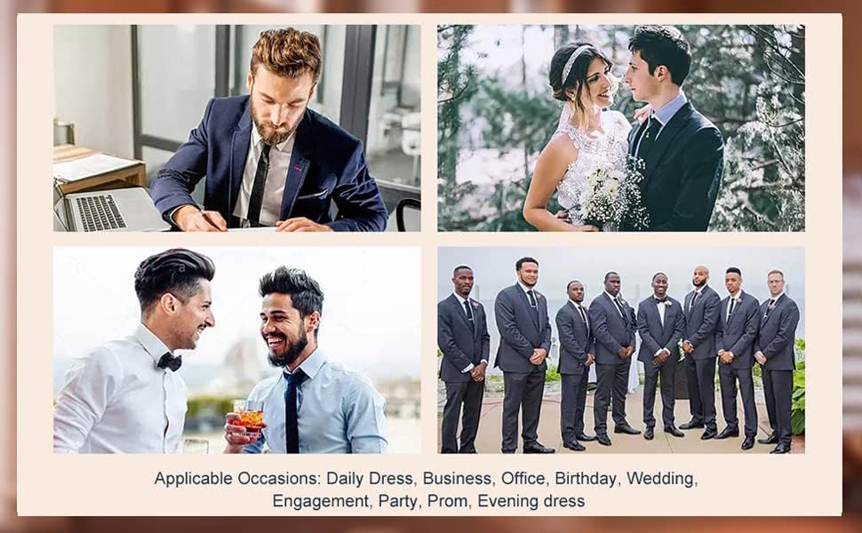 HISDERN Mens Ties Set Stripe Plaid Ties for Men and Pocket Square Cufflinks Formal Silk Necktie Wedding Business - Image 5