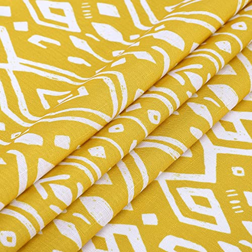 Faironly Kitchen Tier Curtains Geometric Small Curtains Farmhouse Kitchen Window Curtains Set Of 2 Short Window Treatment For Bedroom, Drapes Kitchen Curtains, 26" W X 24" L Yellow #TOP4