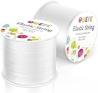 Vista 1 de QUEFE 2 Rolls 1mm Elastic Bracelet String 200m Stretchy Bead Cord Jewelry Making and Bracelet Making for Seed Beads, Pony Beads, Clay Beads