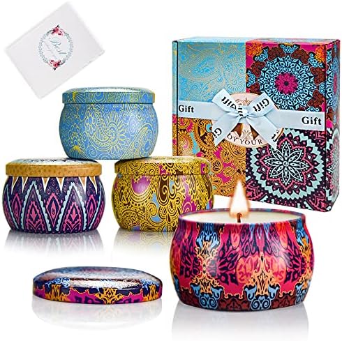 Candles for Home Scented, Aromatherapy Candles Gifts for Women, 4.4 oz Soy Wax Lavender Stress Relief Christmas Candles Gifts for Bathroom,Yoga, Candles for Birthday,Thanksgiving, 4 Pack