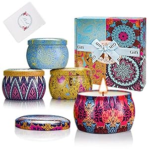 Geurkaarsen, 5.56oz Sojawas, Aromatherapie Geschenkkaarsen, Geurkaarsensets voor Verjaardag, Jubileum, Moederdag, Stressverlichting en Dagelijks Gebruik, Set van 4 Cadeaus voor Vrouwen