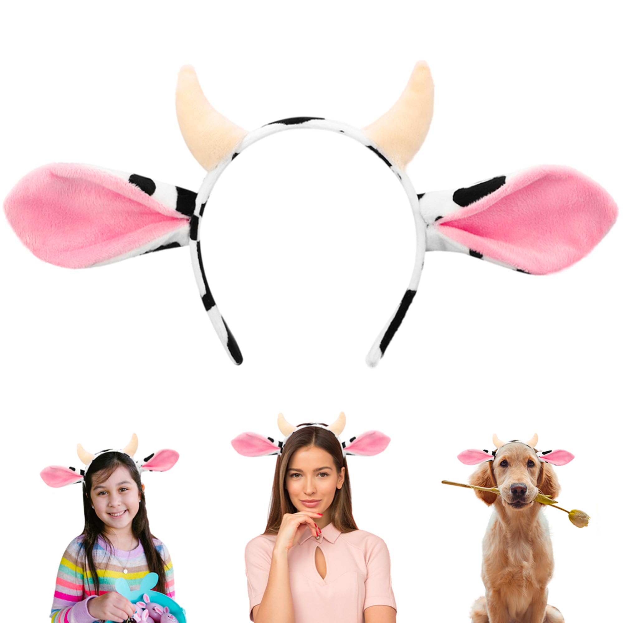 12 Pcs Animal Headbands Cow Ear Headband Cute Stuffed Animal Headwear for Party Amazon.com: Beviliu Brown Cow Ears Headband - Realistic  main image 3