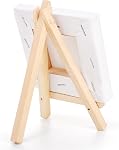 Tosnail paquet de 24 4" x 4" Mini Toile et Easel Set, Petit Art Eason Stand avec Toile Set, Table de Table Support en bois et Panneaux de toile pour Artiste, Étudiants, Adultes, Enfants Peinture