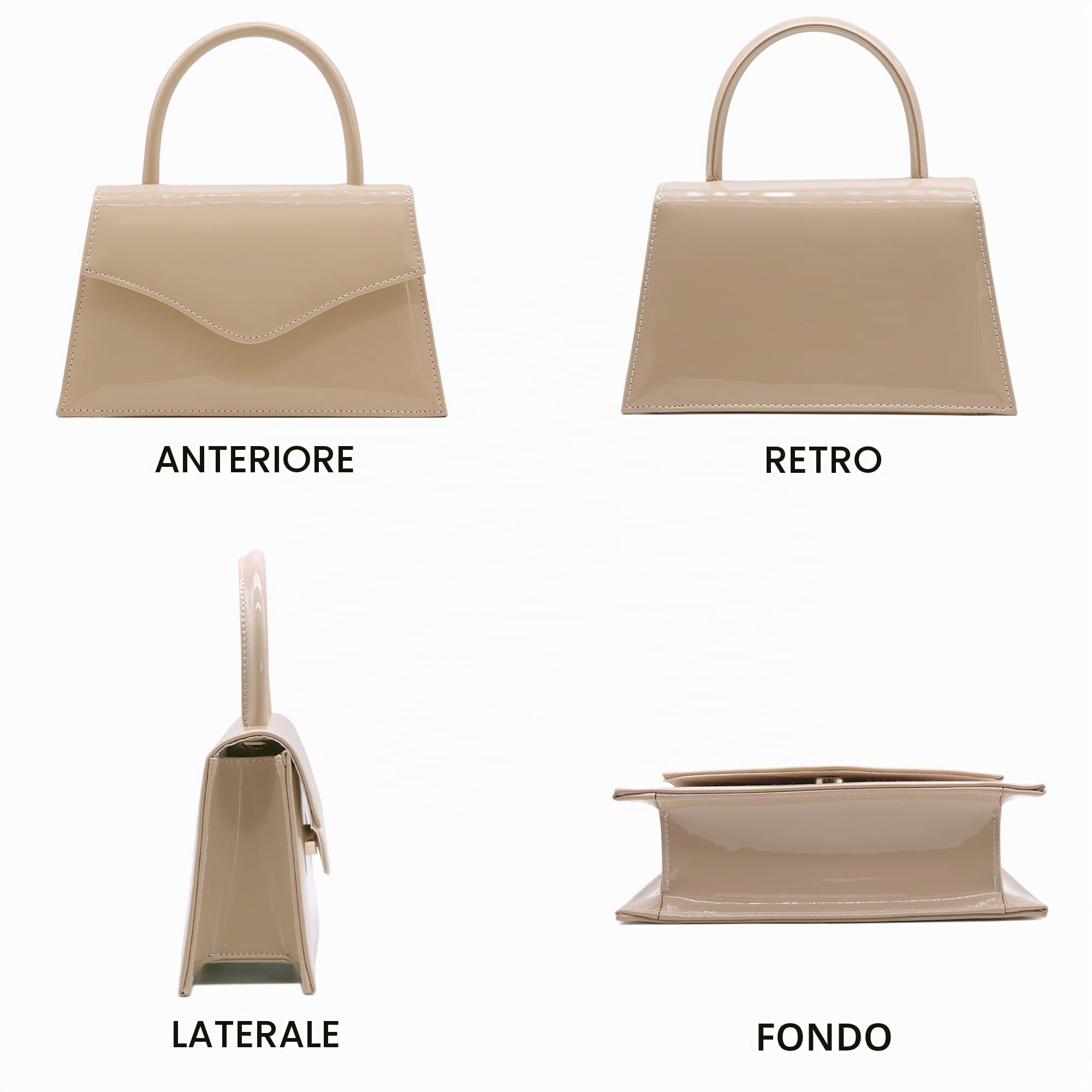 Pochette da donna in finta pelle laccata, per matrimonio, piccola pochette con tracolla