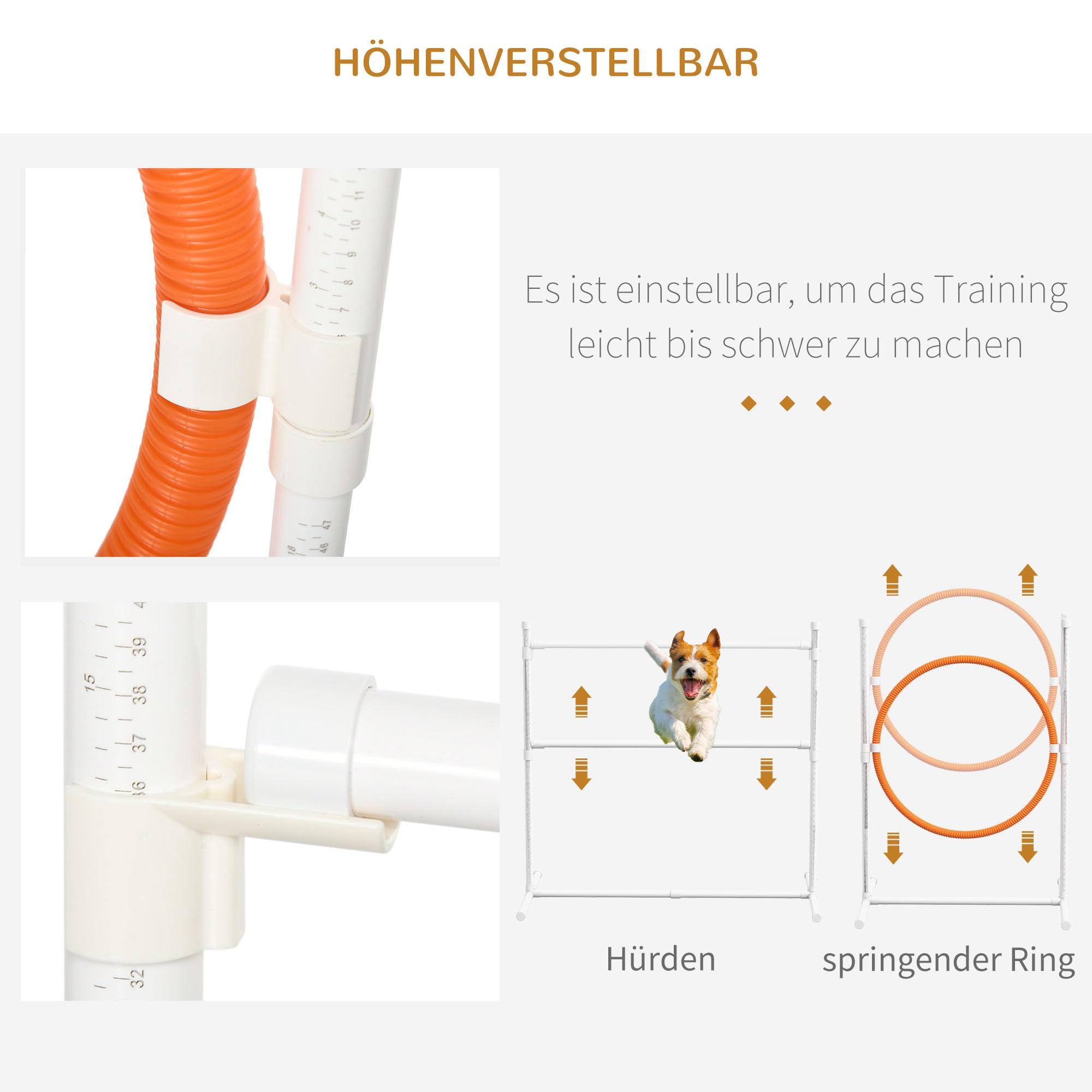 PawHut Dog Agility Set, Set de adiestramiento para Perros de 7 Piezas con Vallas de Agilidad Ajustables en Altura, Postes de Mimbre, Caja de Descanso, túnel, aro de Salto, Juego de Vallas con Silbato | Hürden,Slalomstangen,Springring,Aufbewahrungssche,Pau