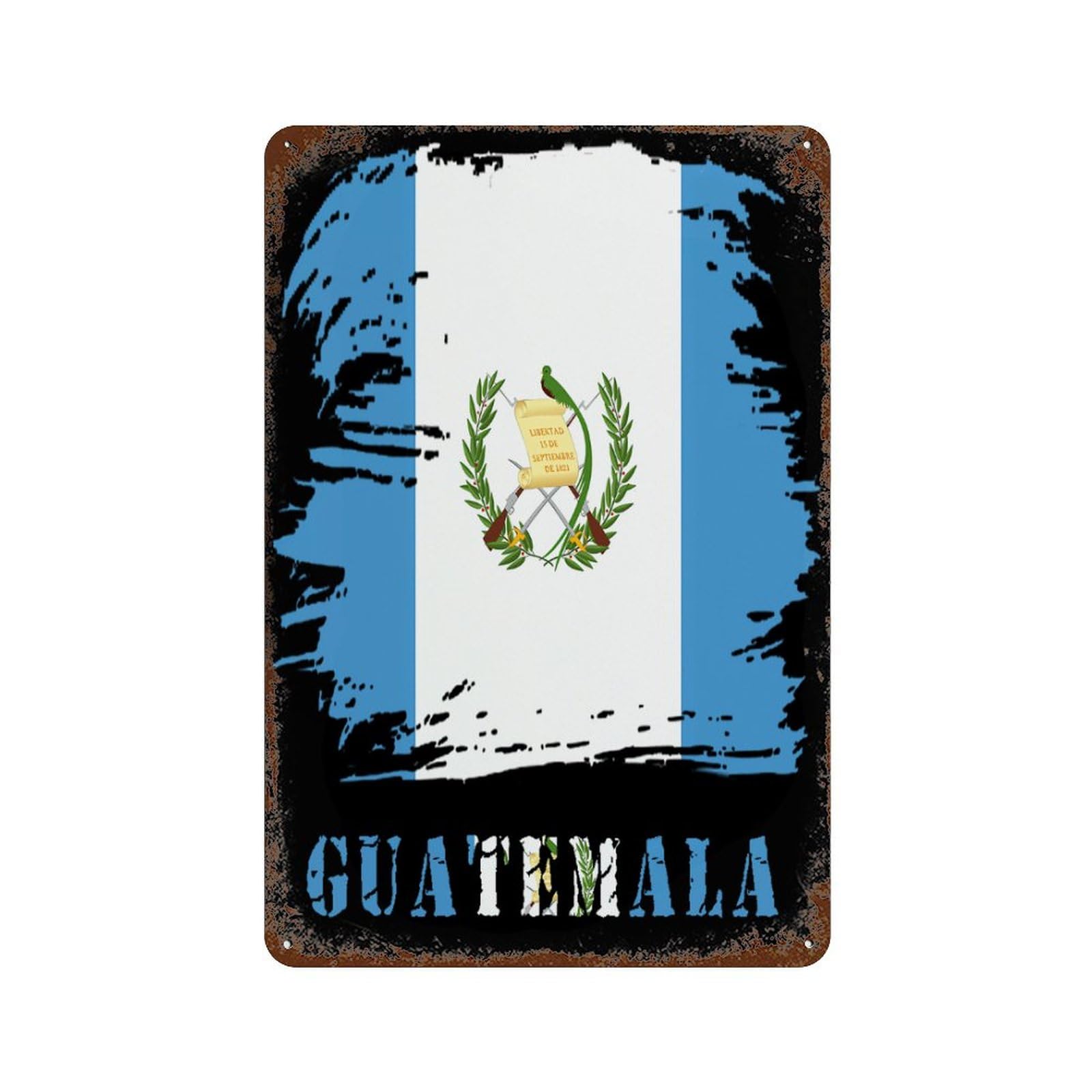 KWQDOZF Vintage Guatemala Guatemalans Flag Theme Metal Tin Sign,Vintage Iron Hanging Plate Vertical with Rust Poster Wall Decor 8x12inch