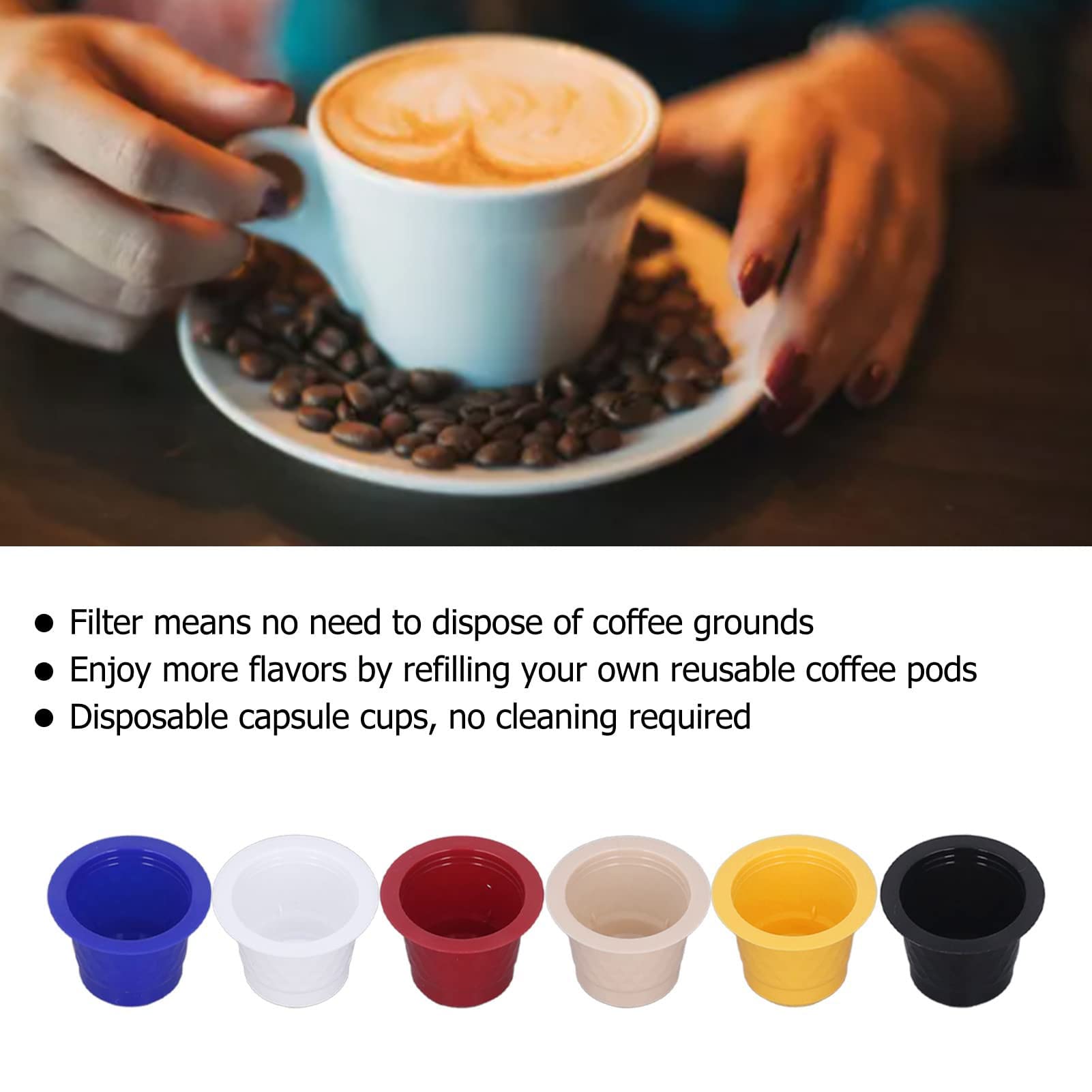 60 cápsulas reutilizables, taza de filtro de cápsulas de café recargables con cepillo y cuchara, cápsulas de café para café, leche, tienda de té