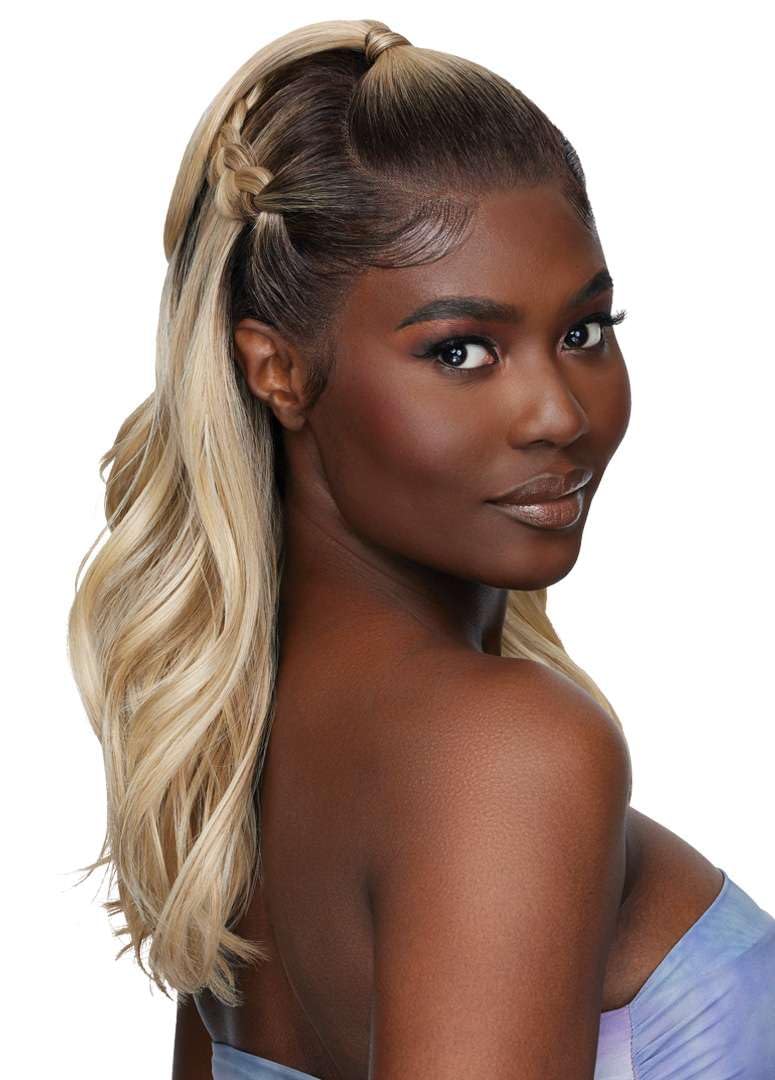 Outre Airtied 100% Fully Hand-Tied Wig - Human Hair Blend - Loose Body Wave 18" (JET BLACK 1), 1 JET BLACK - Image 3