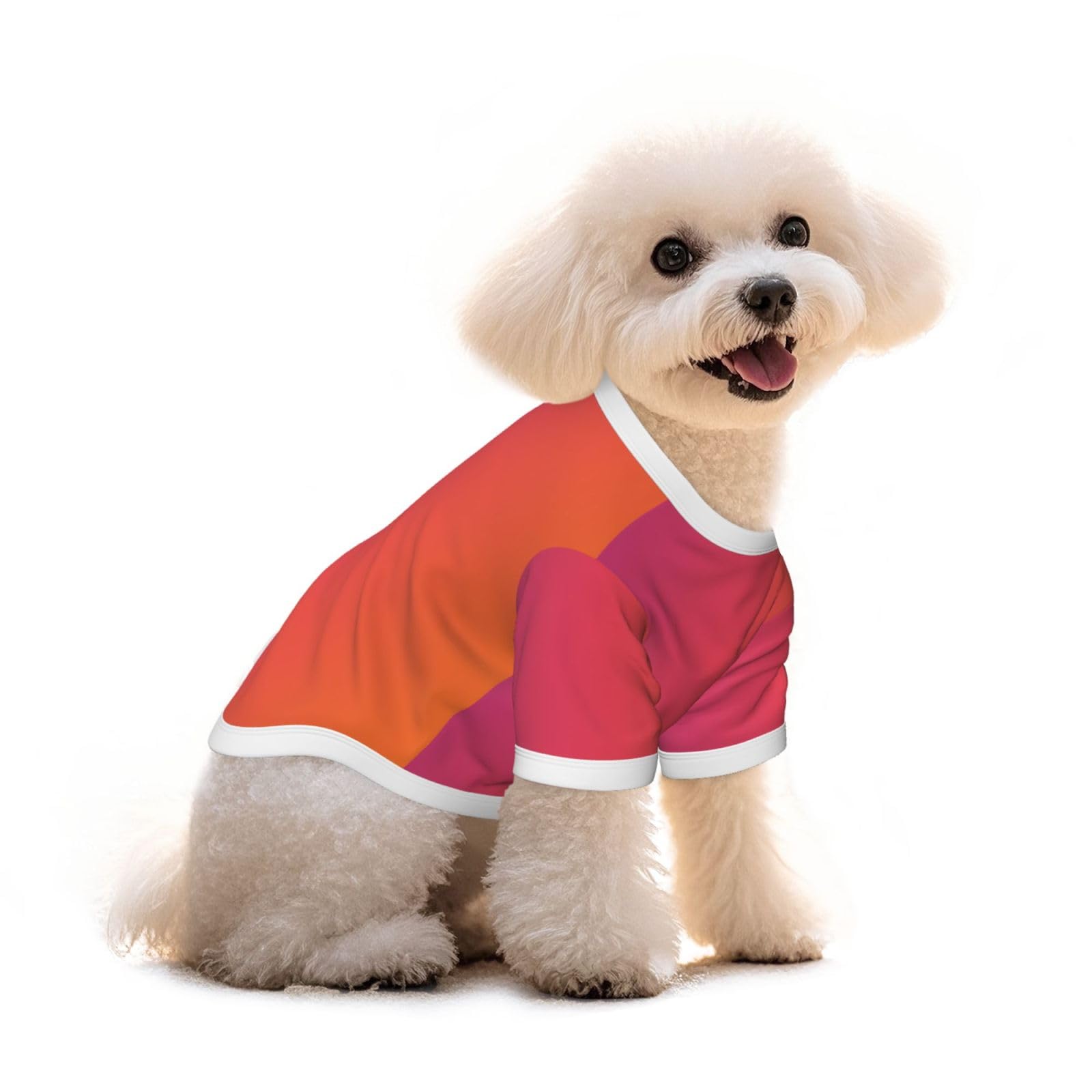 Dégradé rouge léger pour ce t-shirt chien en coton respirant