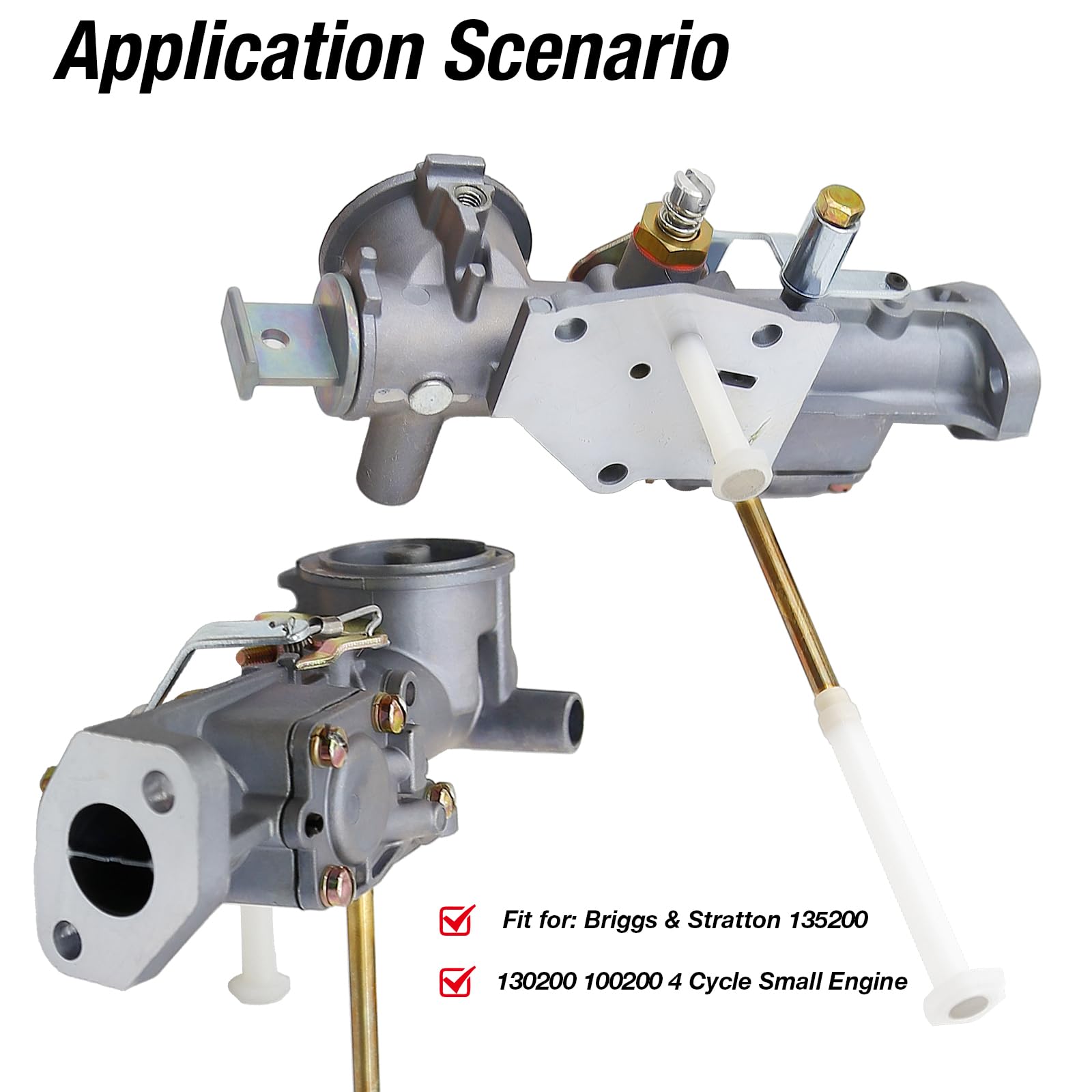 SYOWADA 299437 - Carburador de repuesto para motor pequeño B&S 135200 130200 100200 de 4 ciclos, kit de carburador 297599 de repuesto para Bs 130201 130202 130203 130205 130206 130206 07 13 0231