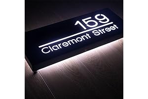 12V LED Illuminated Address Signs for House Street, Modern House Numbers & Address Plaques