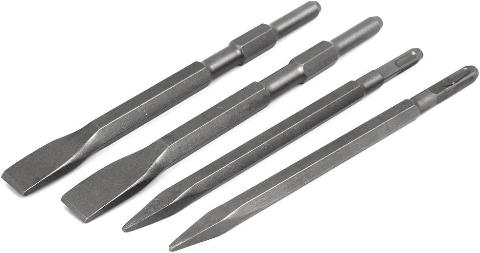 Chrome Steel Special Tool Hex Drill Hole 10.2" Flat and 9.4" Point Bit Concrete Chisel Set 4 in 1 Model:40as337qo765