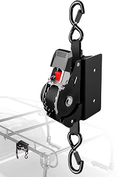 Ladder Rack Straps Tie-Down System with Double J Hooks, Heavy-Duty Retractable Ratchet Straps for Truck, Trailer, SUV, Boat, and PVC/Wood/Ladder Cargo, Fits Round Ladder Racks with 9.8 Feet Straps
