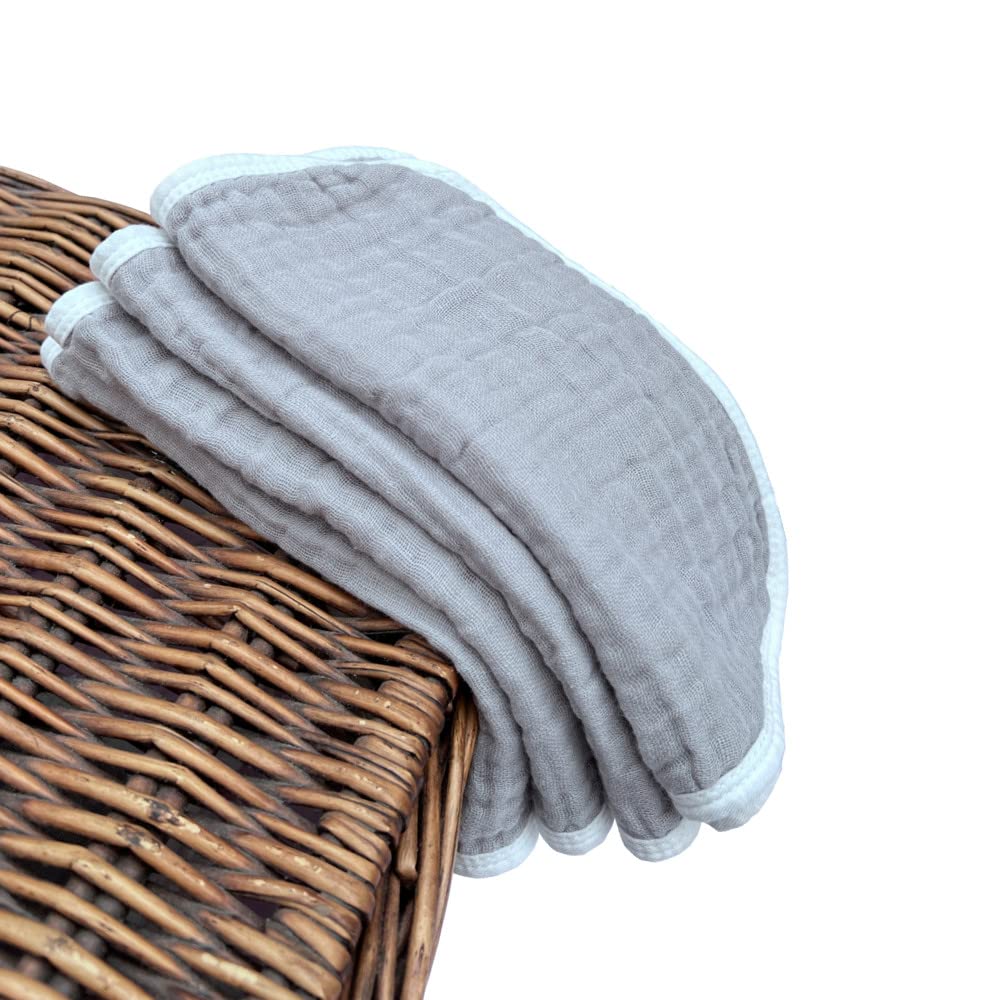 Muslin Burp Cloths Large 20 by 10 Inches 100% Cotton 6 Layers Extra Absorbent and Soft (Grey) : Baby