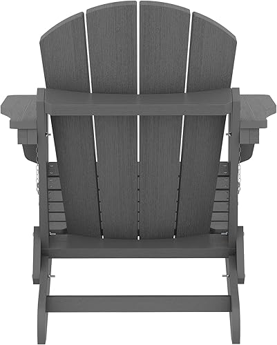 Miniatura 13 de SERWALL - Silla Adirondack plegable para patio, jardín, exterior, fogata - (Plegable, gris)