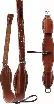 Western Leather Cinch Billets and Back Girth Strap Adjustable Saddle Flank Cinch with Stainless Steel Buckle Durable Horse Riding Tack