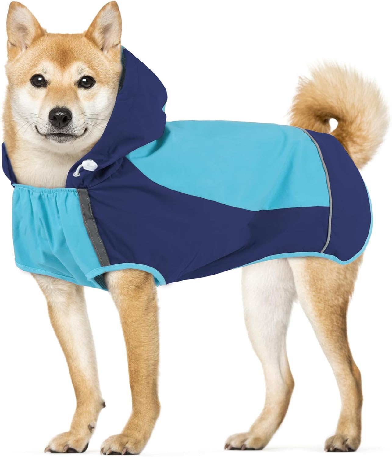 IECOii Dog Raincoat, Waterproof & Windproof Dog Rain Jacket with Reflective Strips for Rainy Walks,Pet Rain Poncho with Hood,Quick Dry,Easy to Wear,3XL Fits for Large Breeds,Blue,XXXL