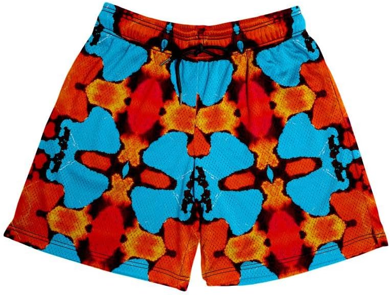 Men's Graphic Mesh Shorts Cool Retro Basketball Running Athletic Shorts Drawstring Waist Casual Track Shorts