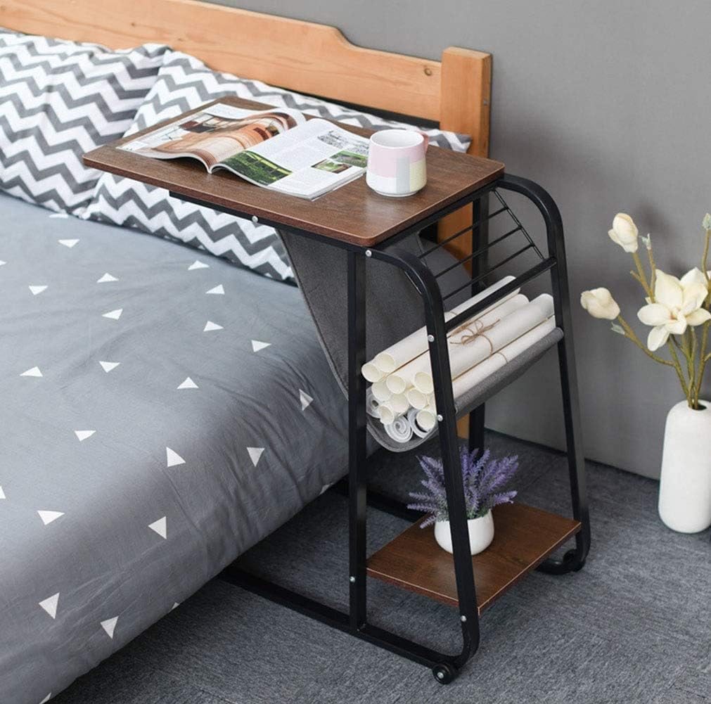 Side Table Laptop Table Sofa Table Side Table Overbed Table with Wheels Bed Overbed with Storage Movable Rolling Medical Table Desk Bed Living Room Home Furniture W (Color C) B (A)