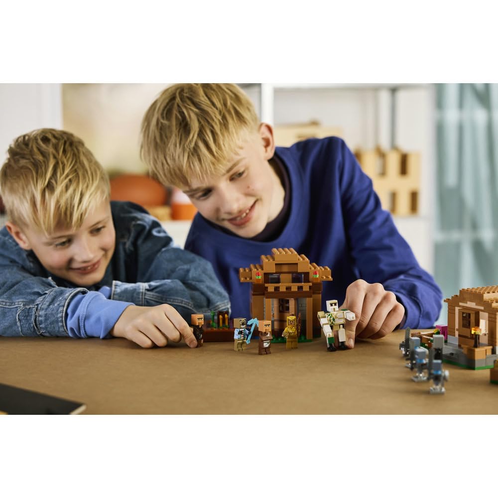 LEGO Minecraft Najazd przywoływaczy na wioskę 21596 | scenka Minecraft, zestaw akcji z gry, prezent dla fana Minecrafta 9+, 607 elementów