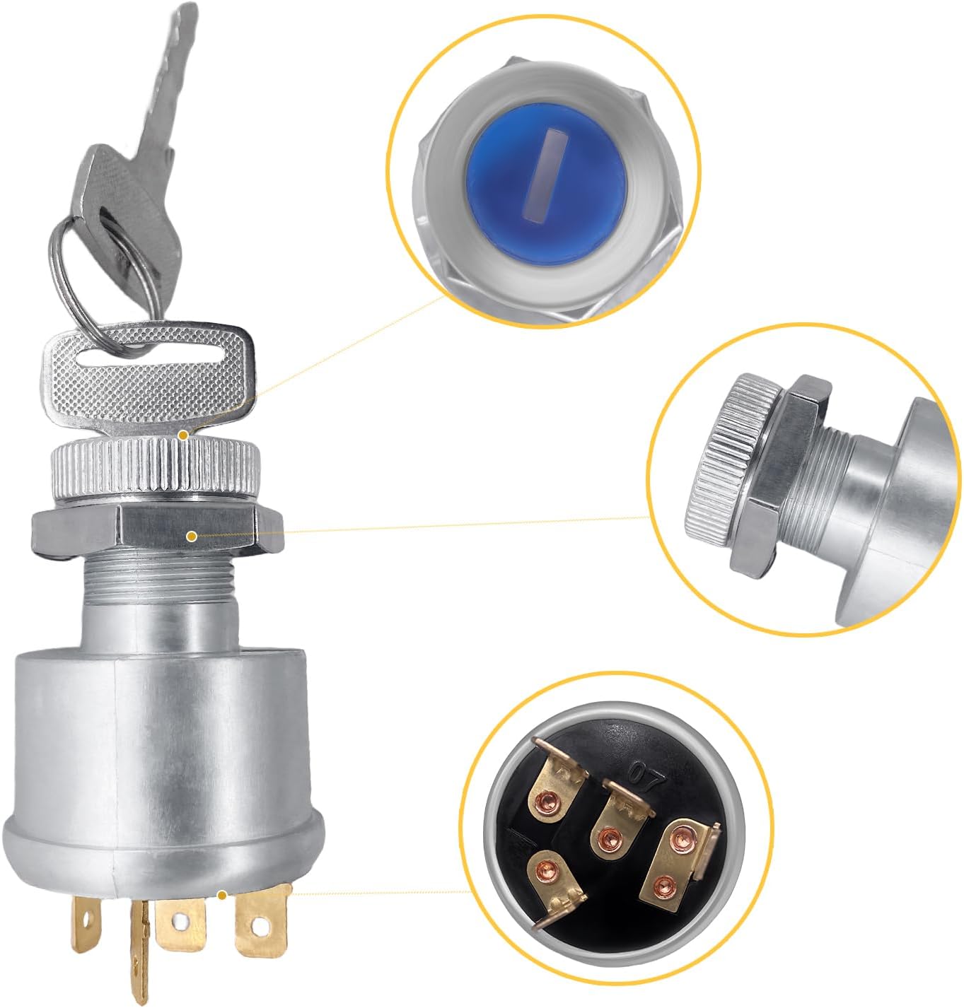 33639G01 Ignition Switch for EZGO TXT Golf Cart 1981 & Up 4 Terminals Starter Switch Key, 33639-G01, 33639-G03, 33639G03, 00568G6