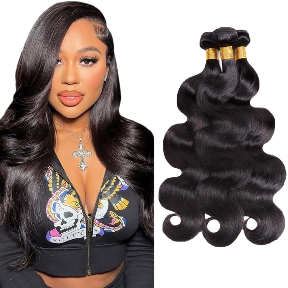 Body Wave Human Hair Bundles Black Bundles Human Hair 22 24 26 Inch Mixed Length 3 Bundles Unprocessed Brazilian Virgin Hair Extensions