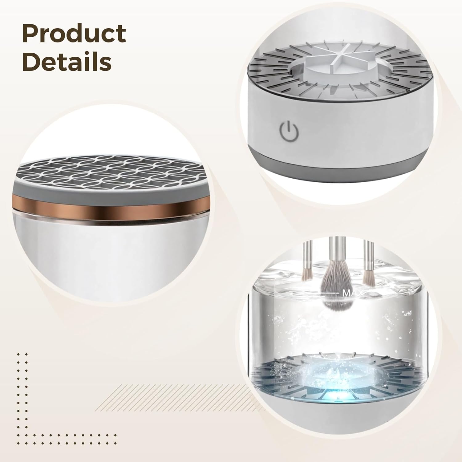 Usb Rechargeable Automatic Makeup Brush Cleaner, Cleansing & Drying, Portable, Transparent, Easy One-Button Operation
