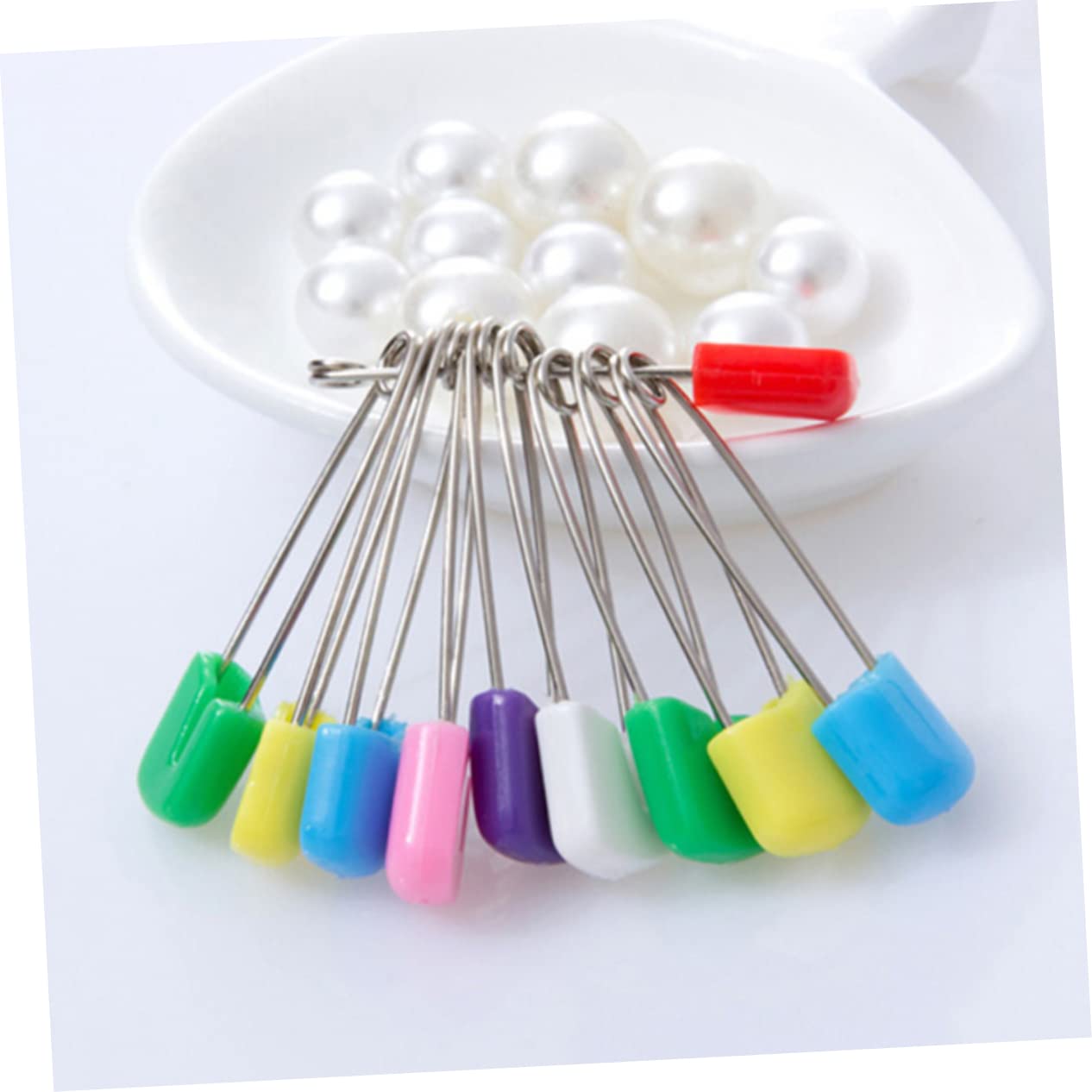 NUOBESTY Épingles de Sûreté Faciles à Ouvrir en Acier et Plastique pour Bébé Lot de 100 pour Couche, Lange et Bavoir