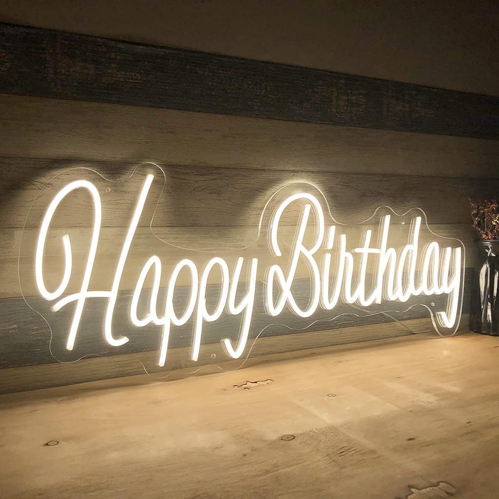 Happy Birthday LED Neon Signs, Neon Light Sign for Any Age Birthday Party Decoration in the Home,Hotel,Indoor,Birthday Gift(21.6"x8.2")