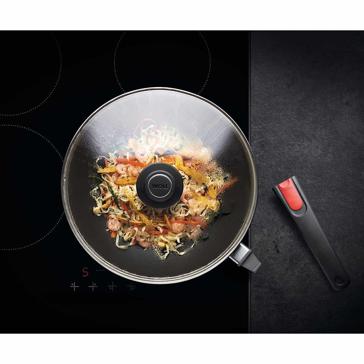 Woll Diamond Lite - Wok a induzione con manico staccabile, 30 cm, con coperchio, in confezione regalo