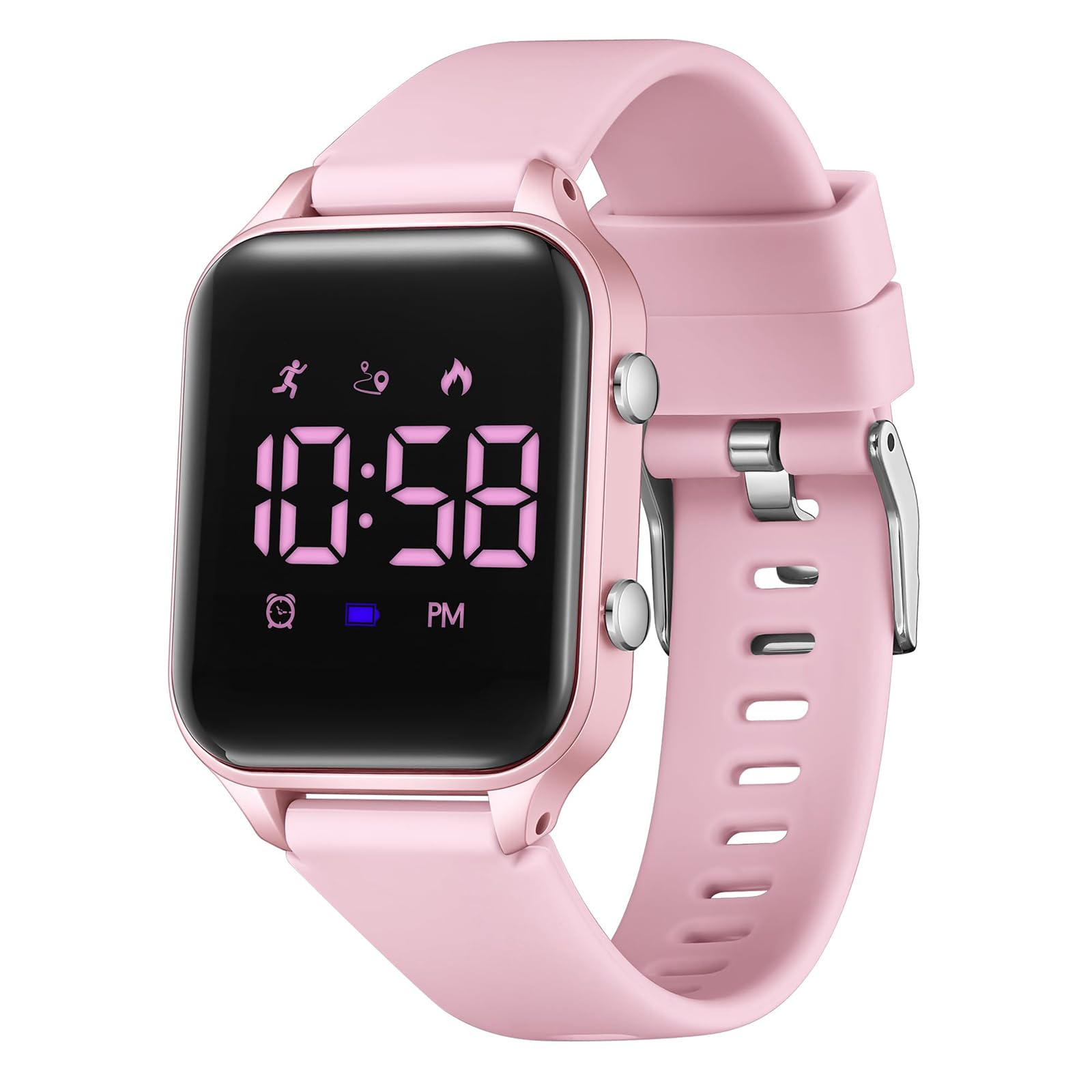 Timever Reloj Digital para niños y niñas con podómetro, Despertador, cronómetro, luz, Fecha, Reloj de Pulsera Deportivo sin aplicación y teléfono móvil con Correa de Silicona