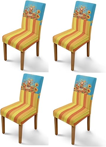 Miniatura 48 de Rnyleeg Fall Autumn Seat Covers for Dining Chairs Set of 4 Sunflower Themed Stretch Dining Chair Covers Soft Comfy Chair Slipcovers for Cocktail