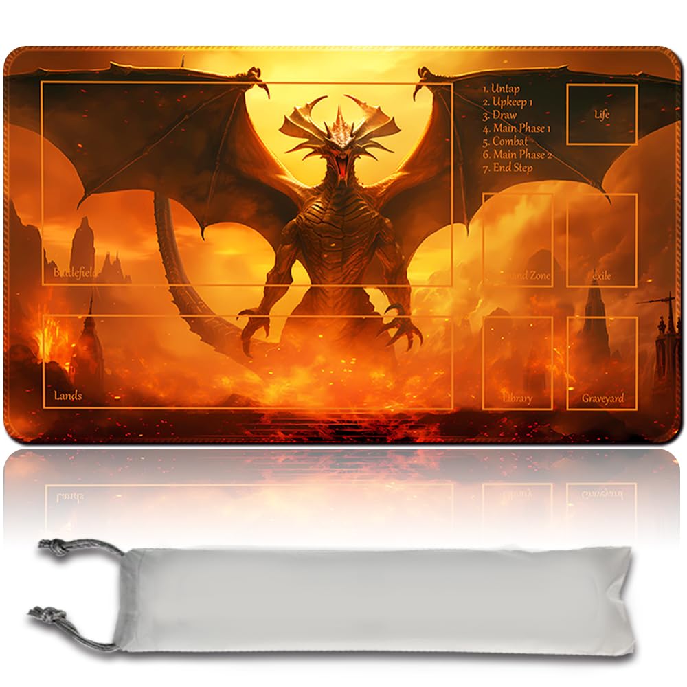 Board Game MTG Playmat Free Waterproof Bag, Sewn Edges,Card Enthusiasts TCG Playmat Mouse Pad MTG Game Mats With Zones (Original Playmat) (With Zone,Nicol Bolas)