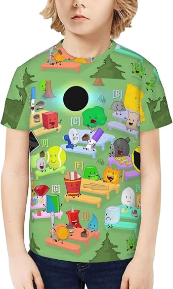 Bfdi-Battle for Dream-Island Kids T-Shirt 3D Printed Graphic T-Shirts Boys and Girls Short Sleeve Shirts for Youth Kids
