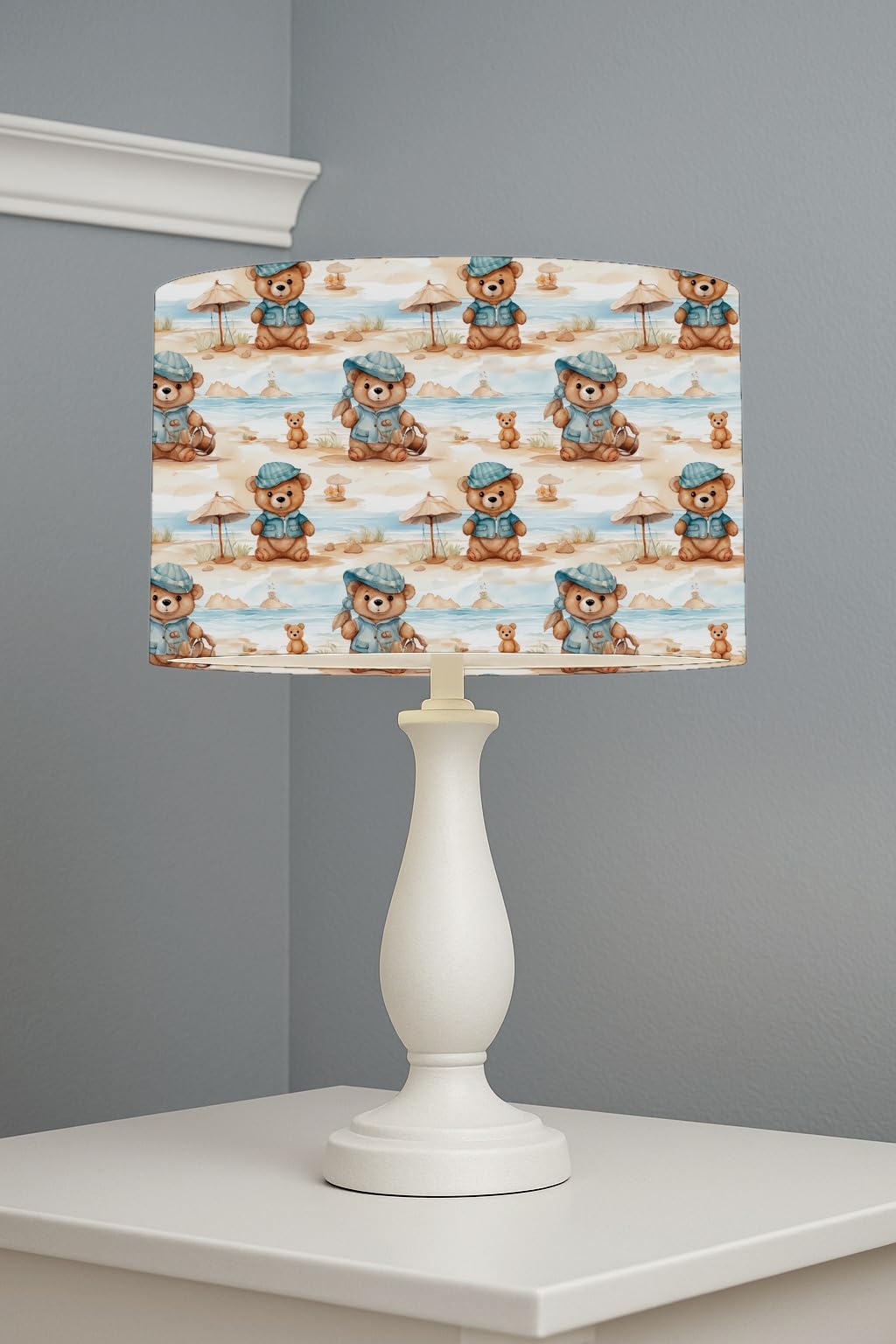 Beach Day Bears lightshade – 30 x 21cm Table Drum Shade | E33BB8
