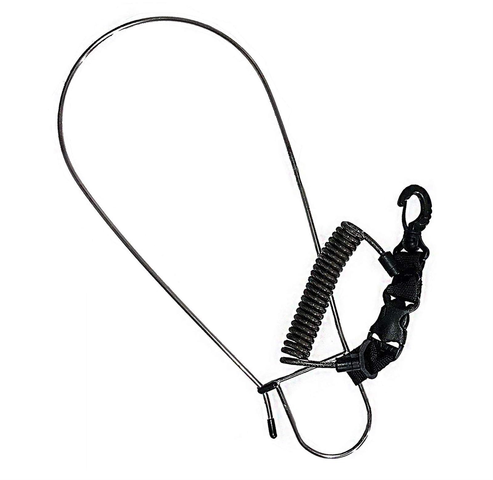 THE WHITE SHOP Kayak & Spearfishing Stainless Steel Fish Stringer Clip + 36” Steel Core Lanyard+Speargun Spear Fishing Freedive Freediving Scuba Dive Diving Large Holder