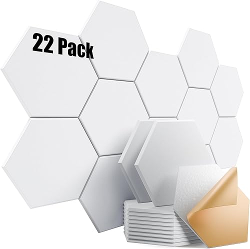 Miniatura 35 de Paquete de 12 paneles acústicos autoadhesivos de 12 x 10 x 0.4 pulgadas, paneles de espuma a prueba de sonido para paredes, diseño hexagonal