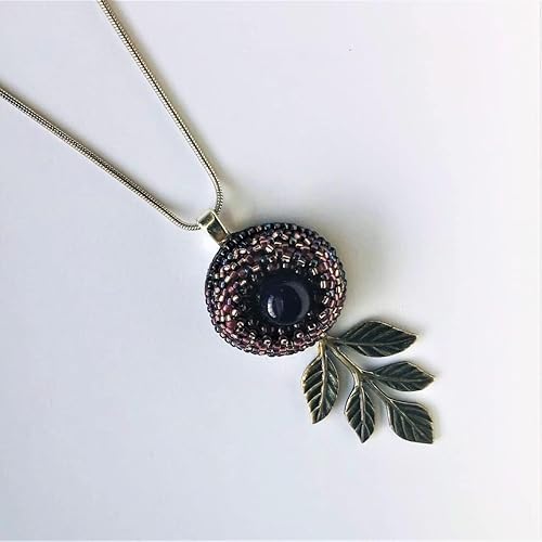 Miniatura 6 de Beadwoven Eye Pendant GoldstoneAmethystGreen Fiber Glass Pearls Antique Brass Branch Sterling SGold F Chain The Desert Princess (brown goldstone,