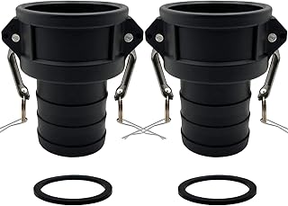 BITOTU 2PCS Camlock Fittings Poly Plastic C-200 2" Type C Standard Couplings Cam lock Fittings Polypropylene Cam Groove Fitting Female Camlock with a Hose Shank (2 inch, Type C)