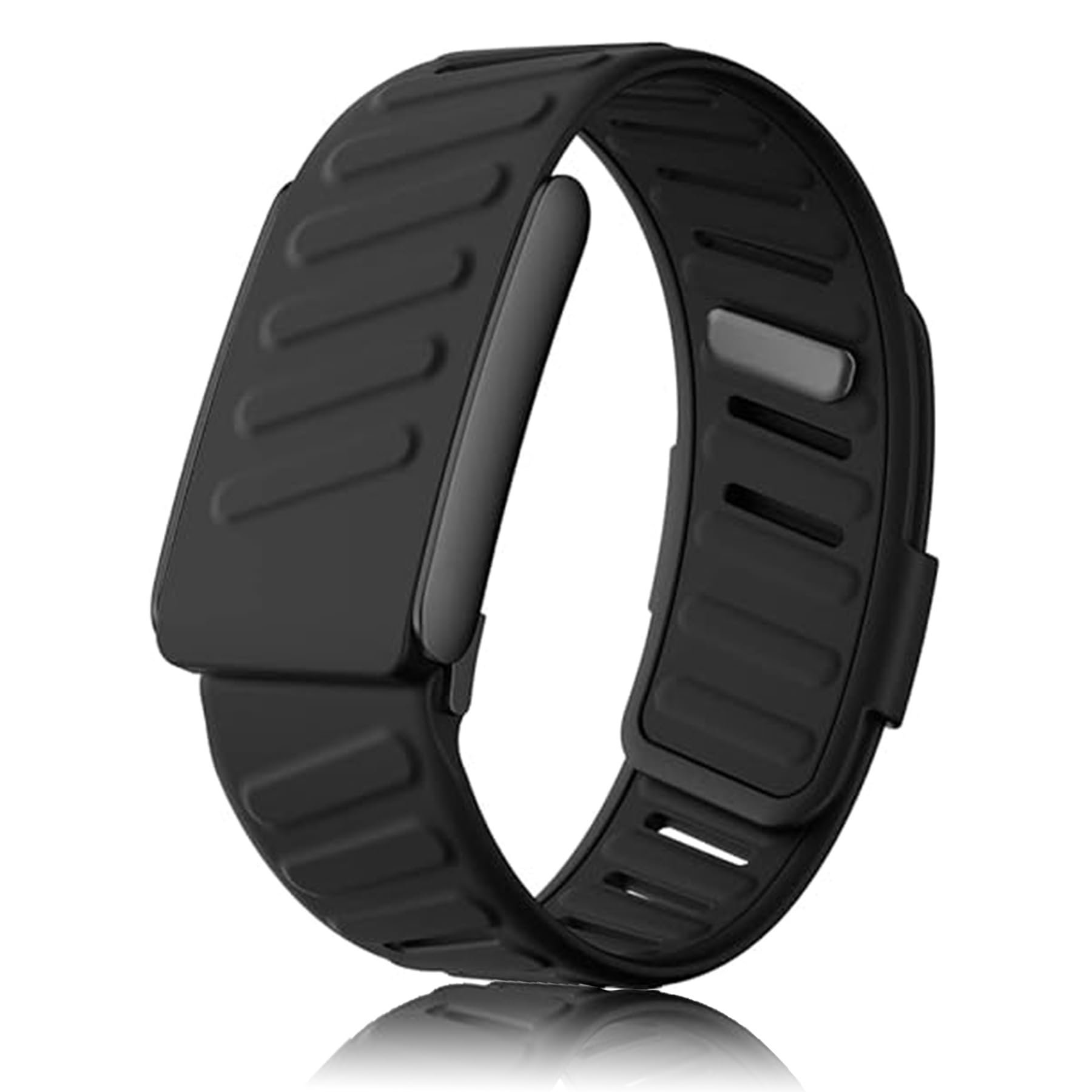 Silicone Wristband Compatible with Whoop 5.0 Band, Comfort Durable Soft Adjustable Silicone Sports Loop Strap for Men & Women, with U Shapped Connector All Black One/Peak