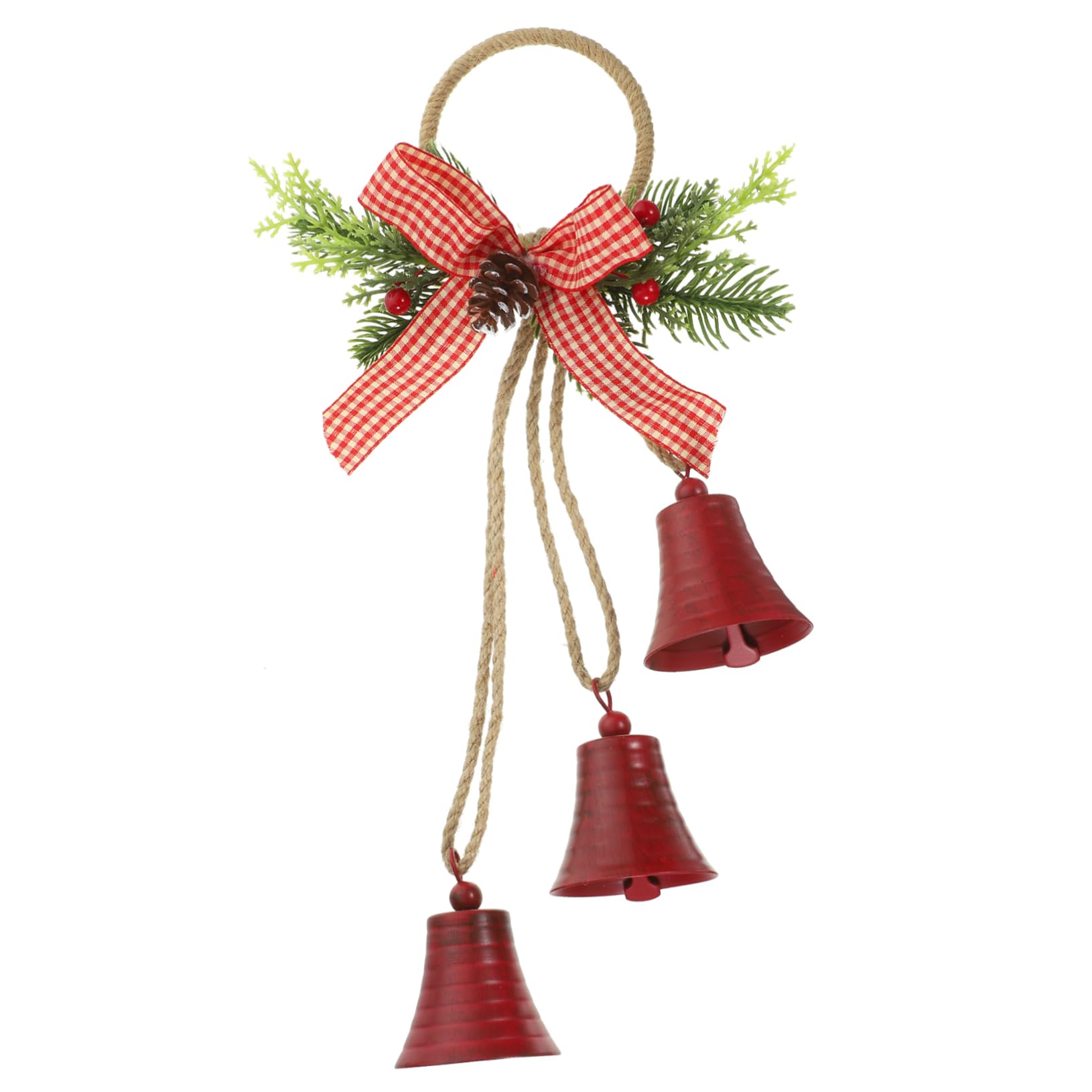 CAXUSD Adorno De Campana De Navidad Lazos Navideños con Campanas Cono De Pino De Navidad Adornos Navideños para Puertas Colgador De Pomo De Timbre De Puerta Cascabel Tintineo El Plastico