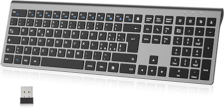 cimetech Tastiera wireless ricaricabile - Layout italiano QWERTY, digitate con facilità e raddoppiate la vostra efficienza - Tecnologia della tastiera per laptop di alta gamma （grigio）