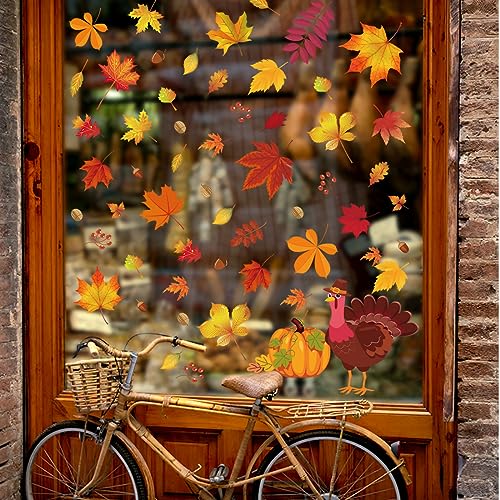 Fall Window Clings Autumn Thanksgiving Window Stickers Decals Decorations