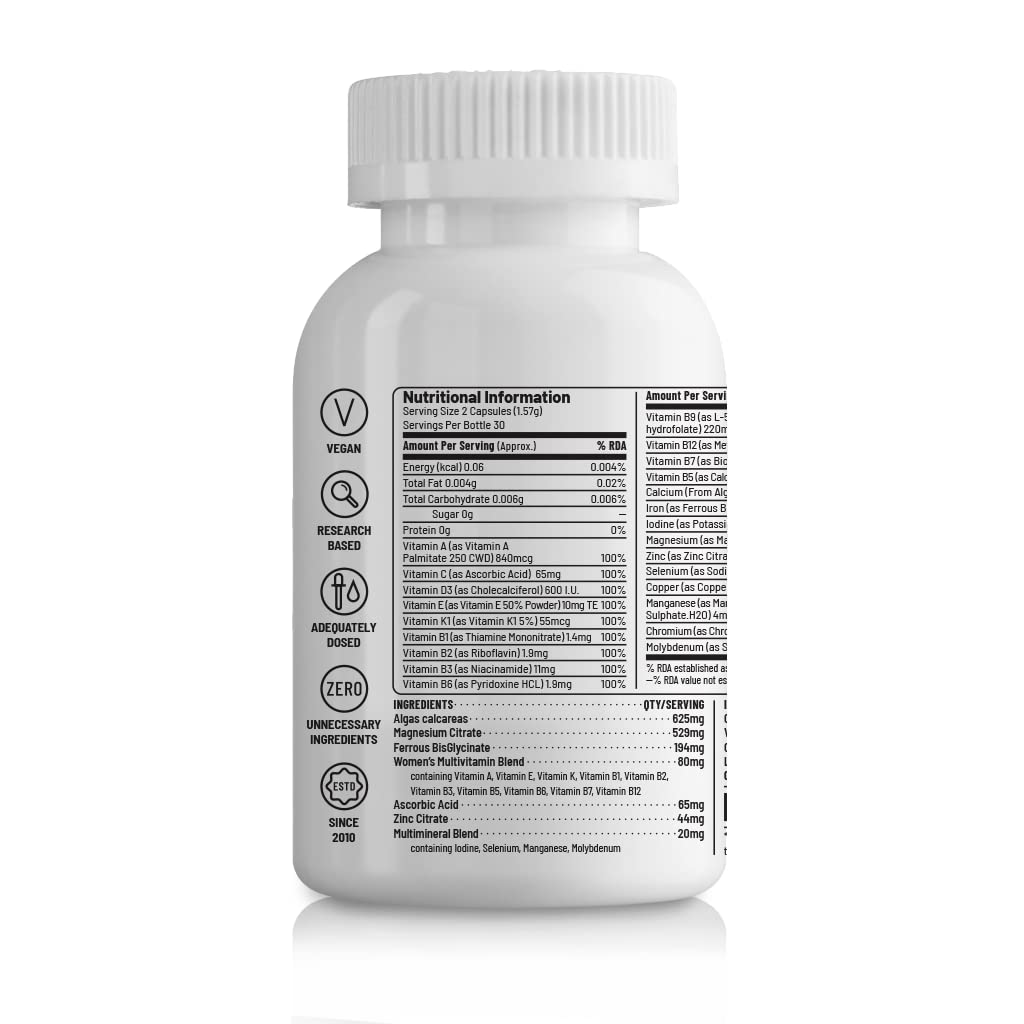 Unived Basics Multivitamin & Minerals For Women, 100% Rda Of All Vitamins With Algae Calcium & Plant-Based Vitamin D3 Plus Important Minerals, Complete Formulation For Health & Wellbeing - Capsule Unived Basics Multivitamin & Minerals For Women, 100% Rda Of All Vitamins With Algae Calcium & Plant-Based Vitamin D3 Plus Important Minerals, Complete Formulation For Health & Wellbeing - Capsule