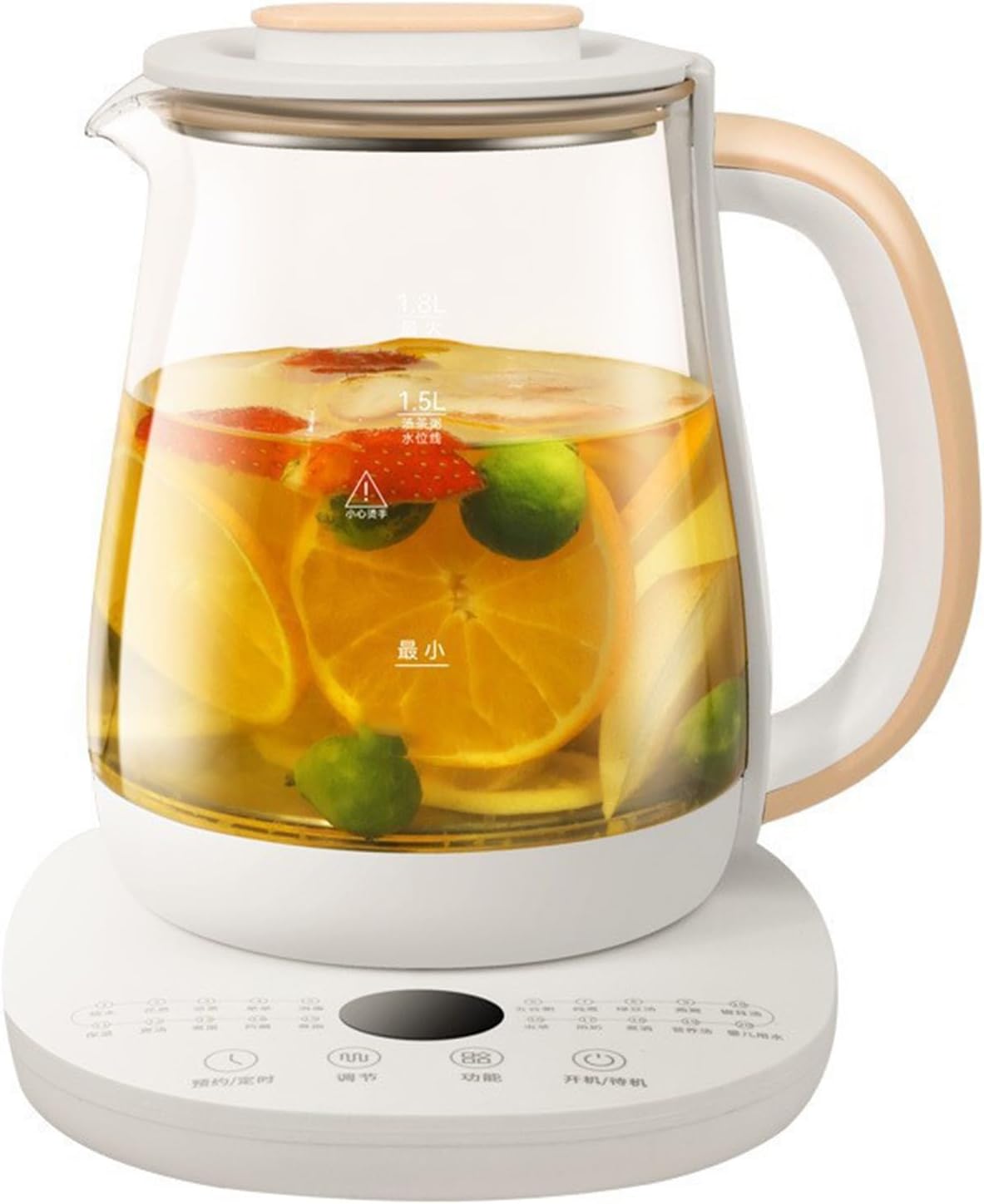 Health Pot,1.8l Household Glass Health Pot,Multifunctional Kettle,Tea Maker,Electric Hot Water Kettle,Functional Health Care Pot white