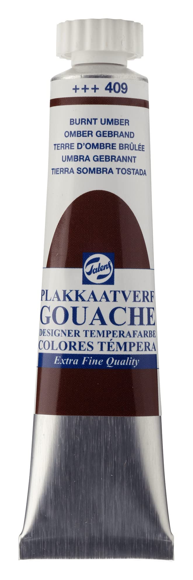 Talens Gouache Extra Fine Quality - Burnt Umber 409-20 ml Tube - Highly Pigmented Matt Finish - Artist and Designer Gouache